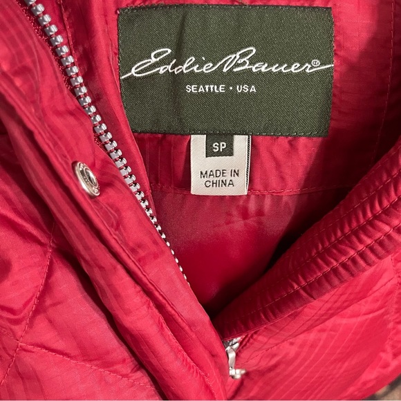 Eddie Bauer Premium Goose Down Belted Red Long Puffer Parka SP - Picture 10 of 12